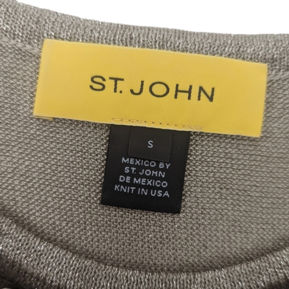 St. John Metallic Evening Blouse Top Womens Small Gold Studded Cocktail Party - Picture 10 of 12